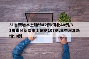 31省新增本土确诊42例:河北40例/31省市区新增本土病例107例,其中河北新增90例
