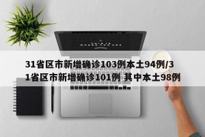 31省区市新增确诊103例本土94例/31省区市新增确诊101例 其中本土98例